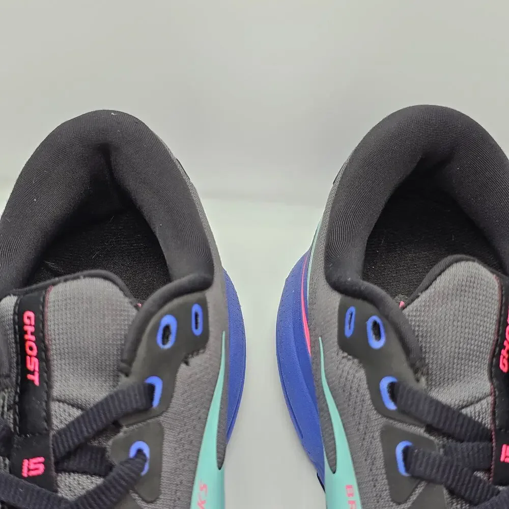 Brooks Ghost 15 Black Blue Aruba Womens 10 Medium B UK 8 Running Shoes Blue Pink